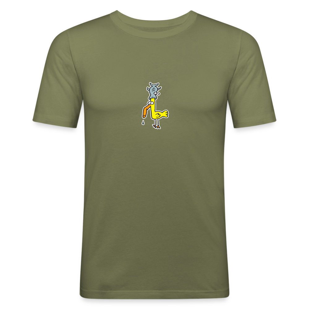 Shirt met eend met vis op zijn hoofd - khaki green