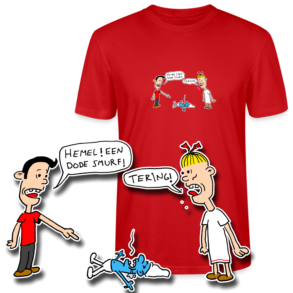 Regular fit shirt met Suske en Wiske die dode smurf vinden