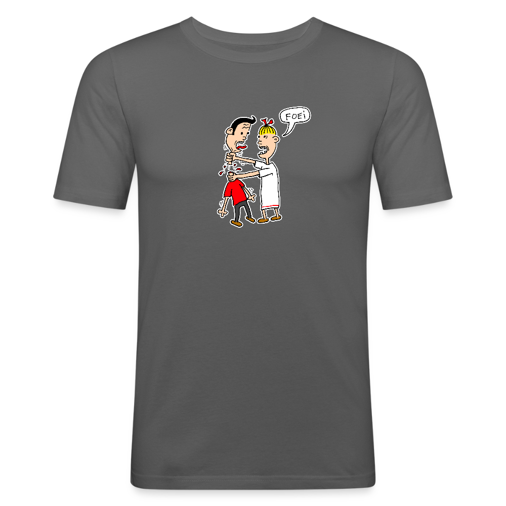 Slim fit shirt met Wiske die iets uitlegt aan Suske - graphite grey