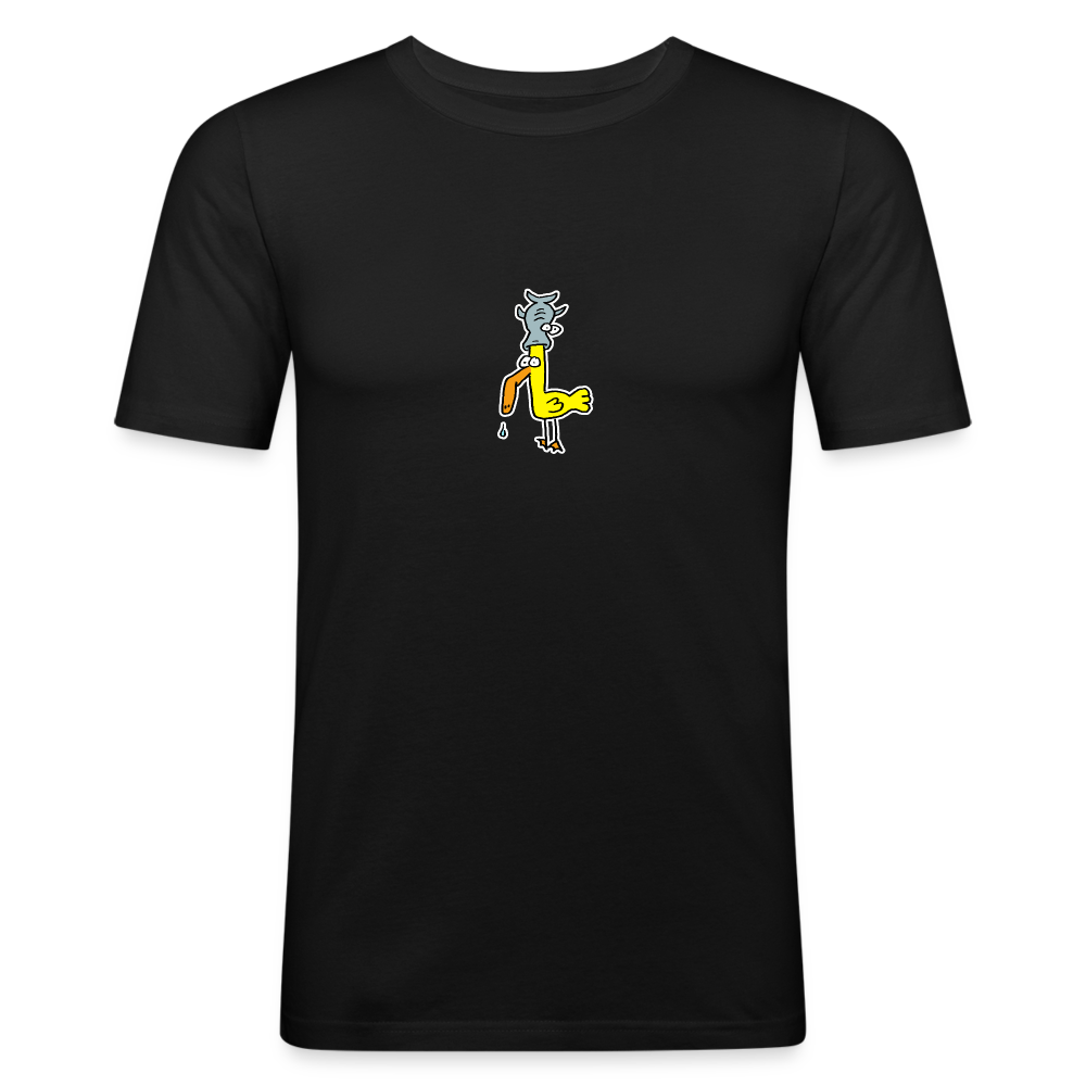 Shirt met eend met vis op zijn hoofd - black