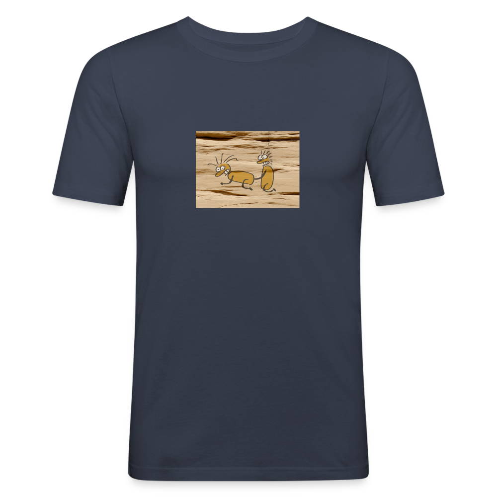 Shirt met erotische grotwandkunst 2 - navy