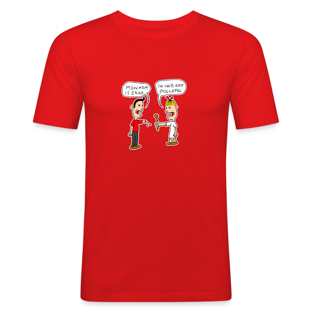 Slim fit shirt met Suske en Wiske die een praatje maken - red