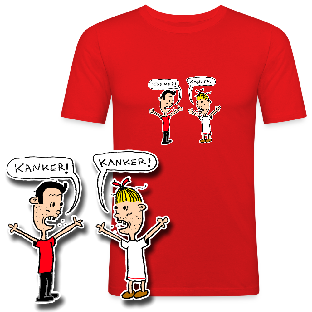 Slim fit shirt met Suske en Wiske die kanker roepen