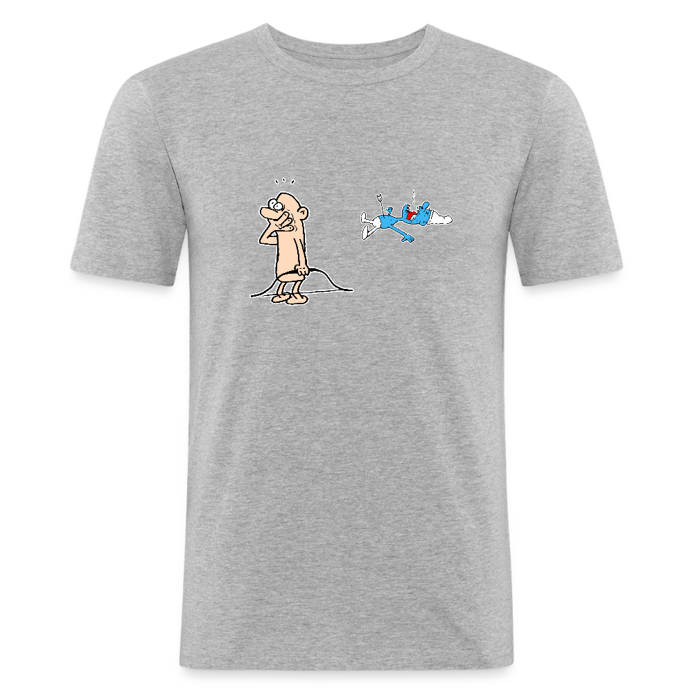 Slim fit shirt met sorrie smurf - heather grey