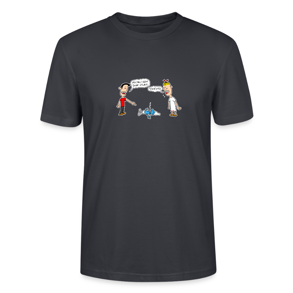 Shirt met Suske en Wiske die een dode smurf vinden - India Ink Grey