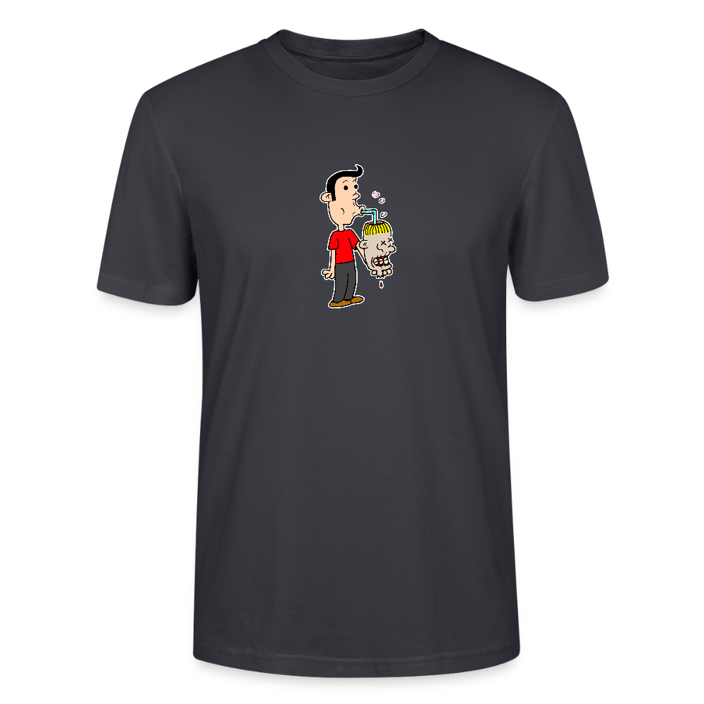 Regular fit shirt met Suske die iets uit Wiske haar schedel drinkt - India Ink Grey