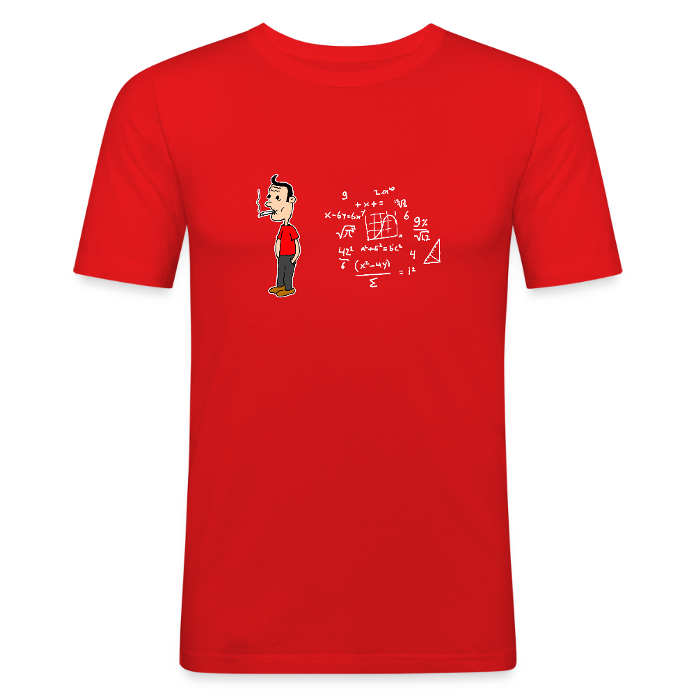 Slim fit shirt met Suske en wiskunde - red