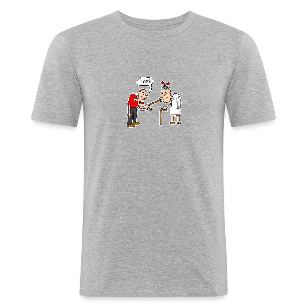 Slim fit shirt met Suske die Wiske een hoer noemt - heather grey