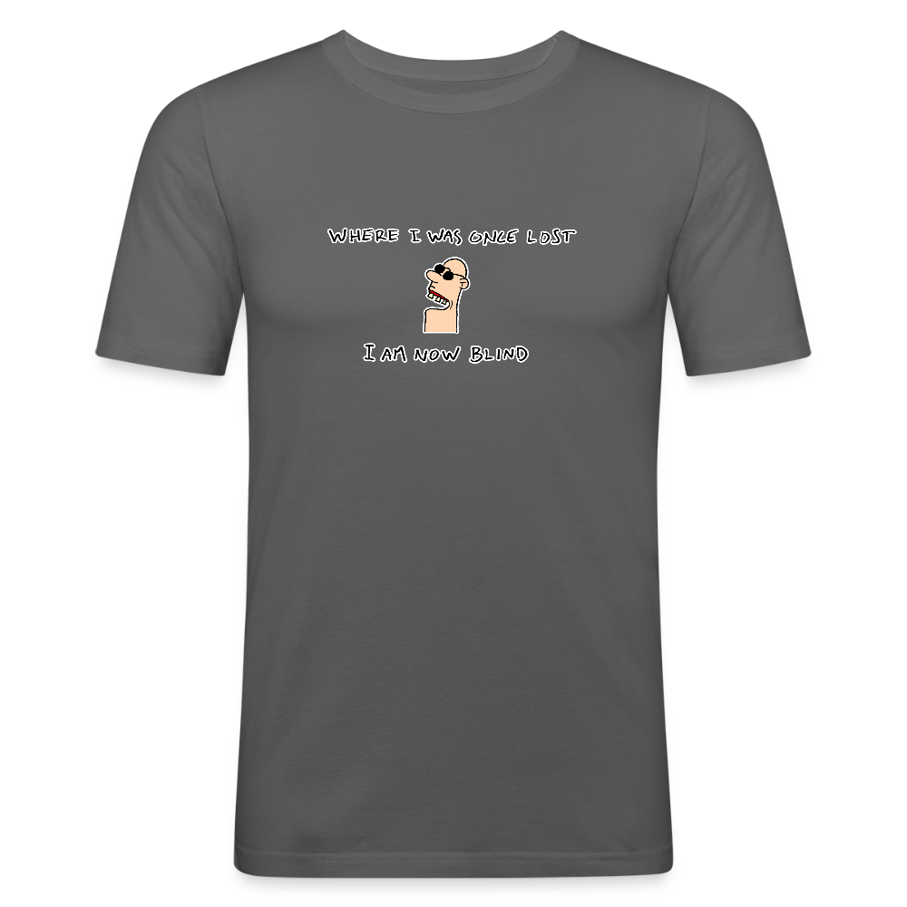 Slim fit shirt met wijze spreuk - graphite grey