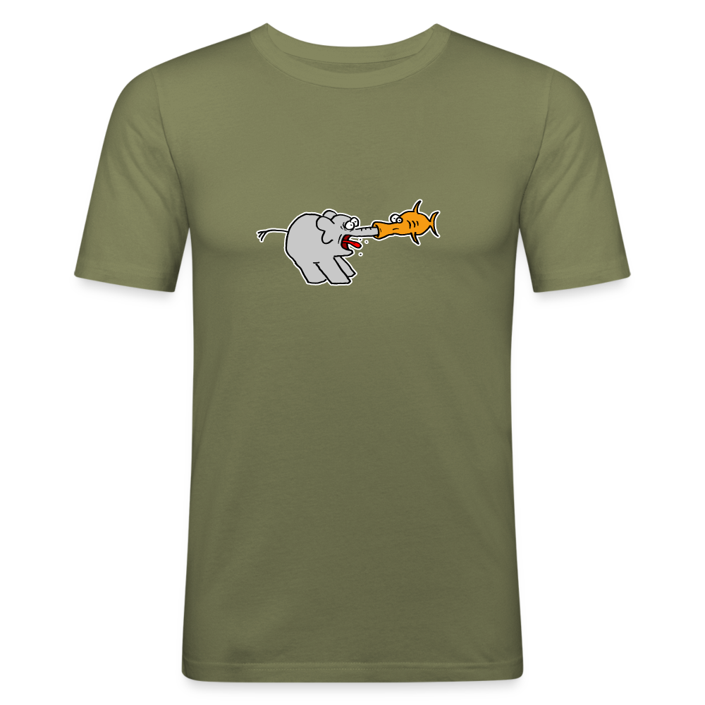 Shirt met olifant en vis - khaki green