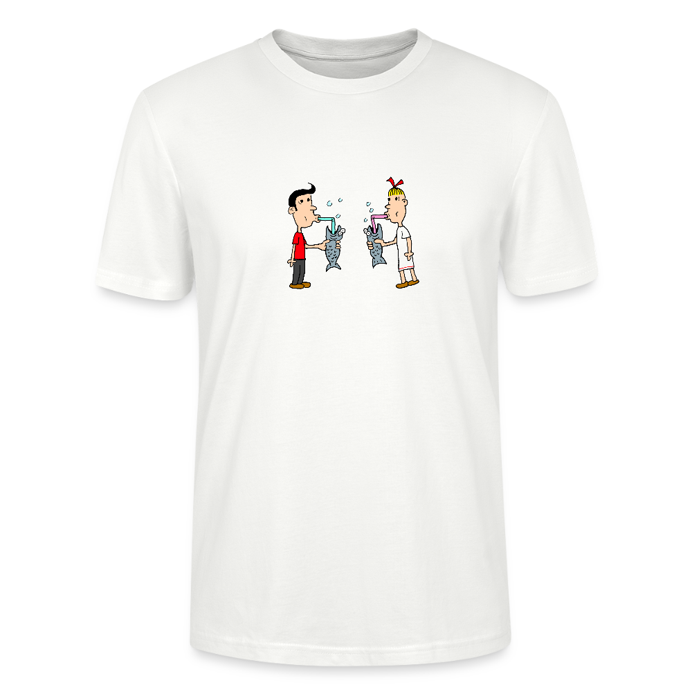 Regular fit shirt met Suske en Wiske die uit een vis drinken - white