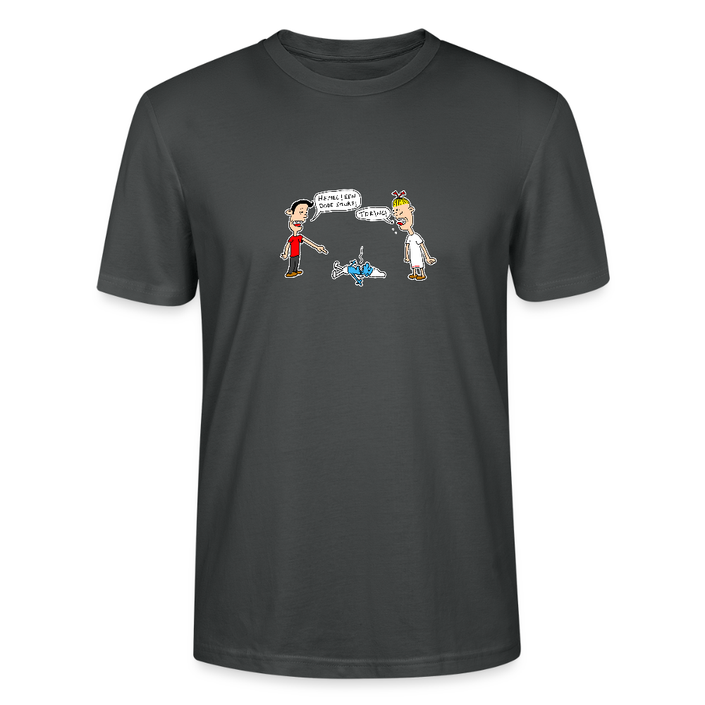 Shirt met Suske en Wiske die een dode smurf vinden - anthracite