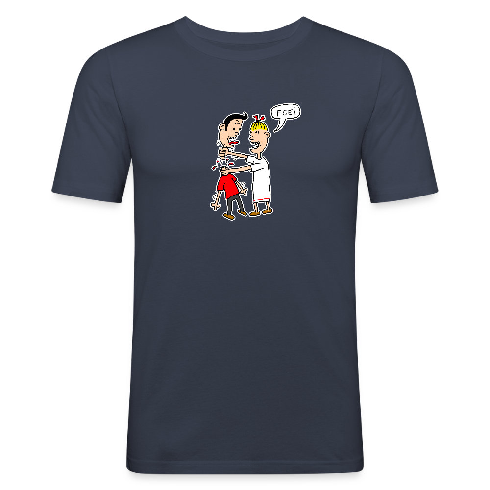 Slim fit shirt met Wiske die iets uitlegt aan Suske - navy