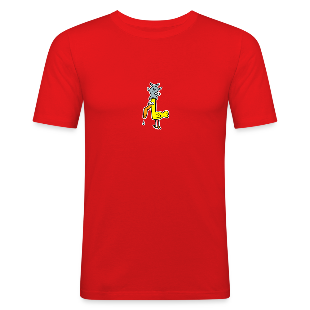 Shirt met eend met vis op zijn hoofd - red