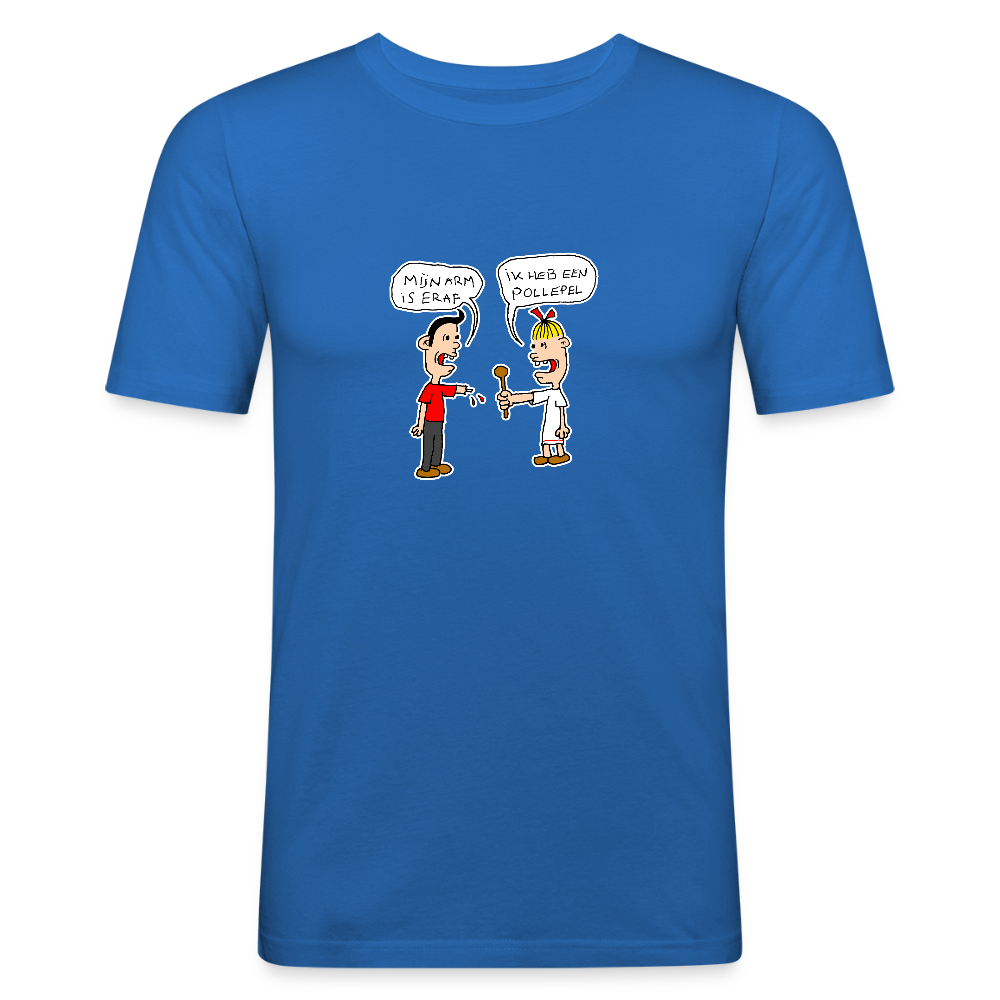 Slim fit shirt met Suske en Wiske die een praatje maken - royal blue