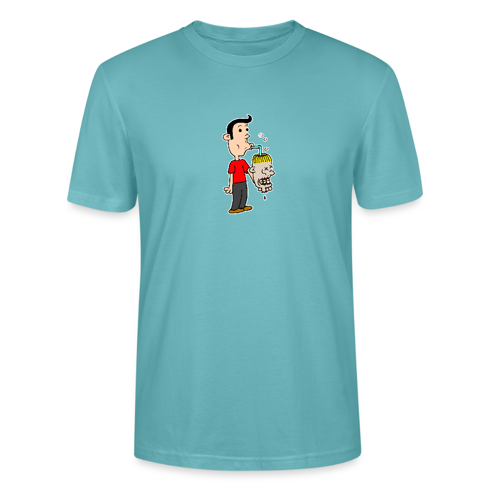 Regular fit shirt met Suske die iets uit Wiske haar schedel drinkt - pastel turquoise