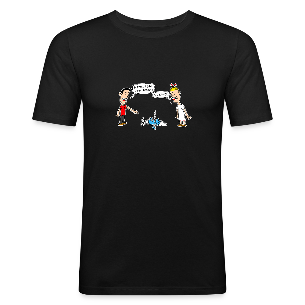Shirt met Suske en Wiske die dode smurf vinden - black