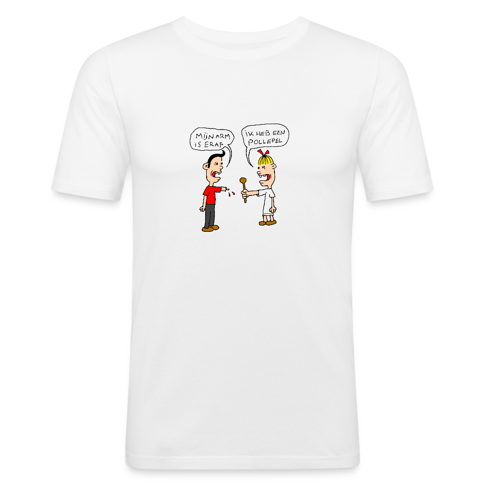 Slim fit shirt met Suske en Wiske die een praatje maken - white