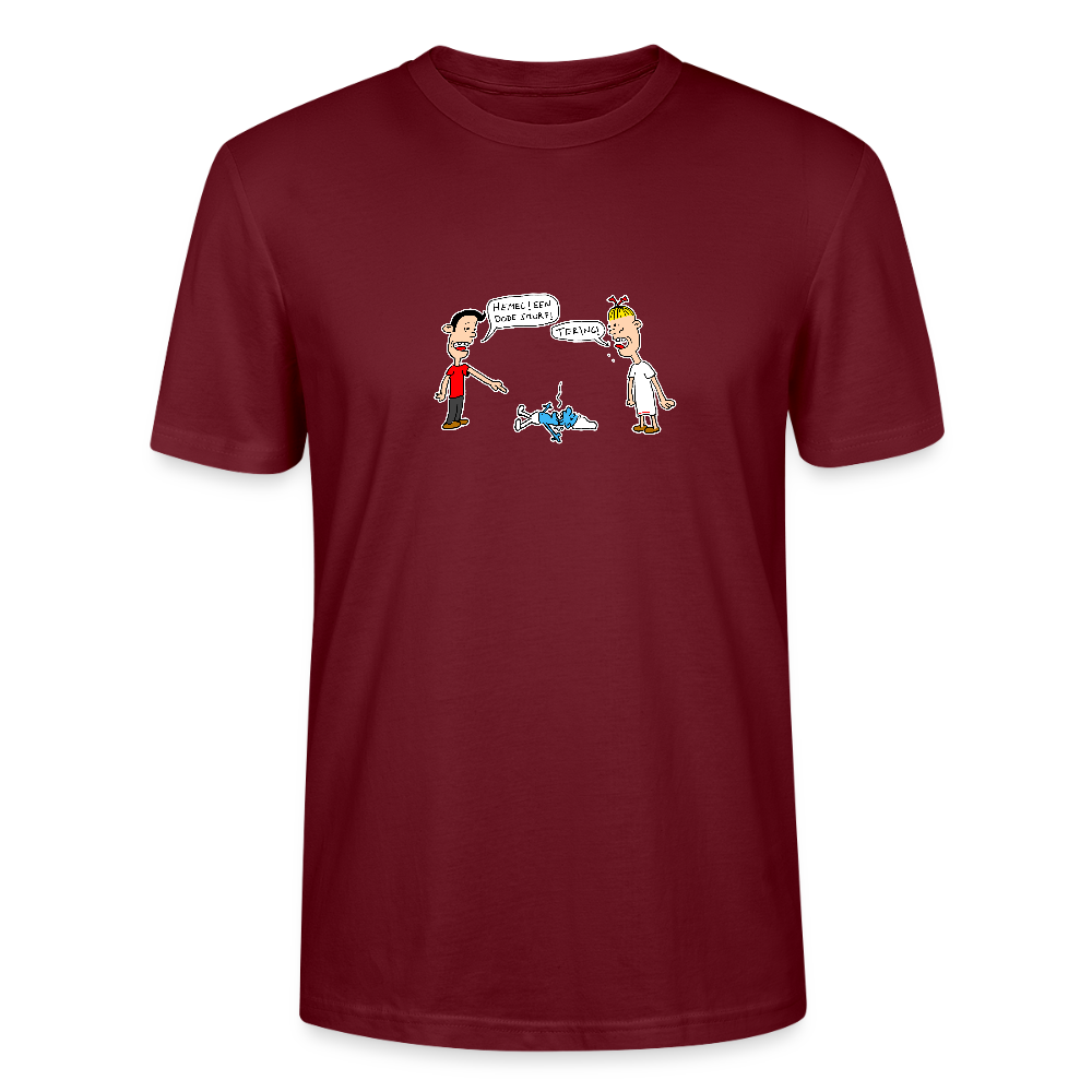 Shirt met Suske en Wiske die een dode smurf vinden - burgundy