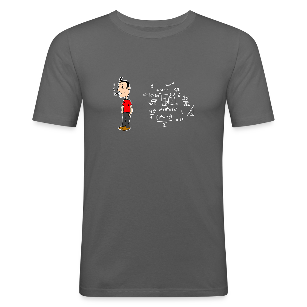 Slim fit shirt met Suske en wiskunde - graphite grey