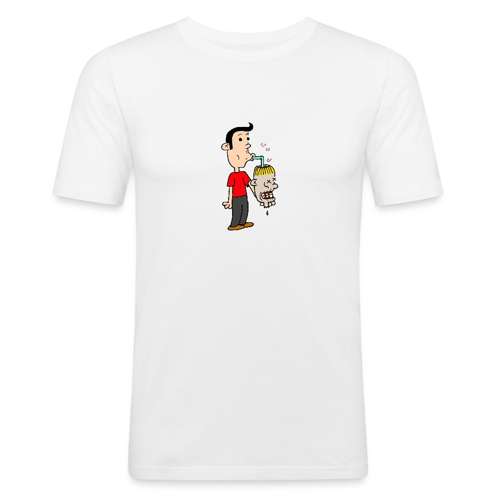 Slim fit shirt met Suske die iets uit Wiske haar schedel drinkt - white