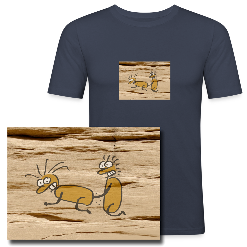 Slim fit shirt met erotische grotwandkunst 2