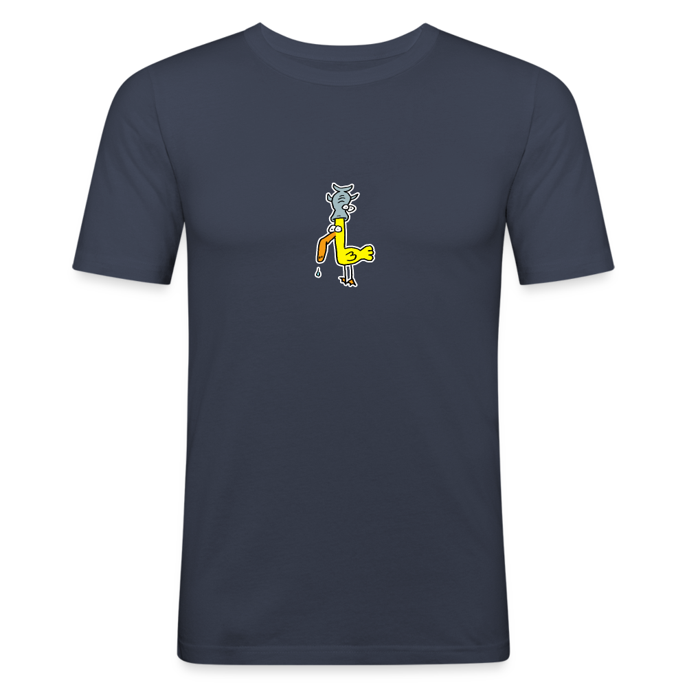 Shirt met eend met vis op zijn hoofd - navy