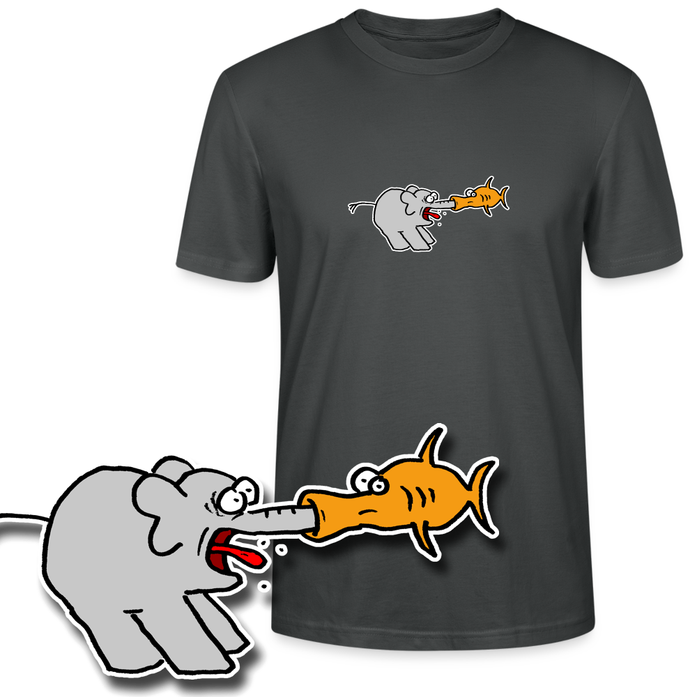 Regular fit shirt met olifant en vis