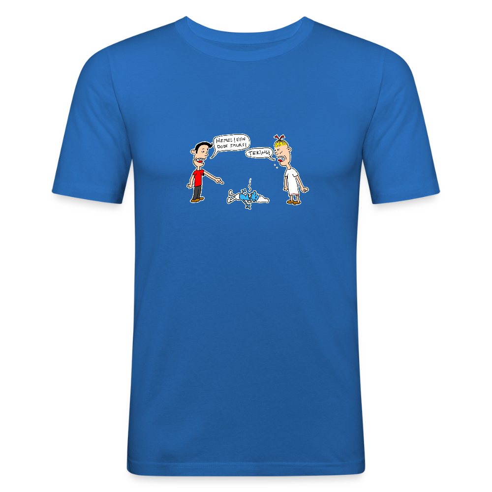 Shirt met Suske en Wiske die dode smurf vinden - royal blue