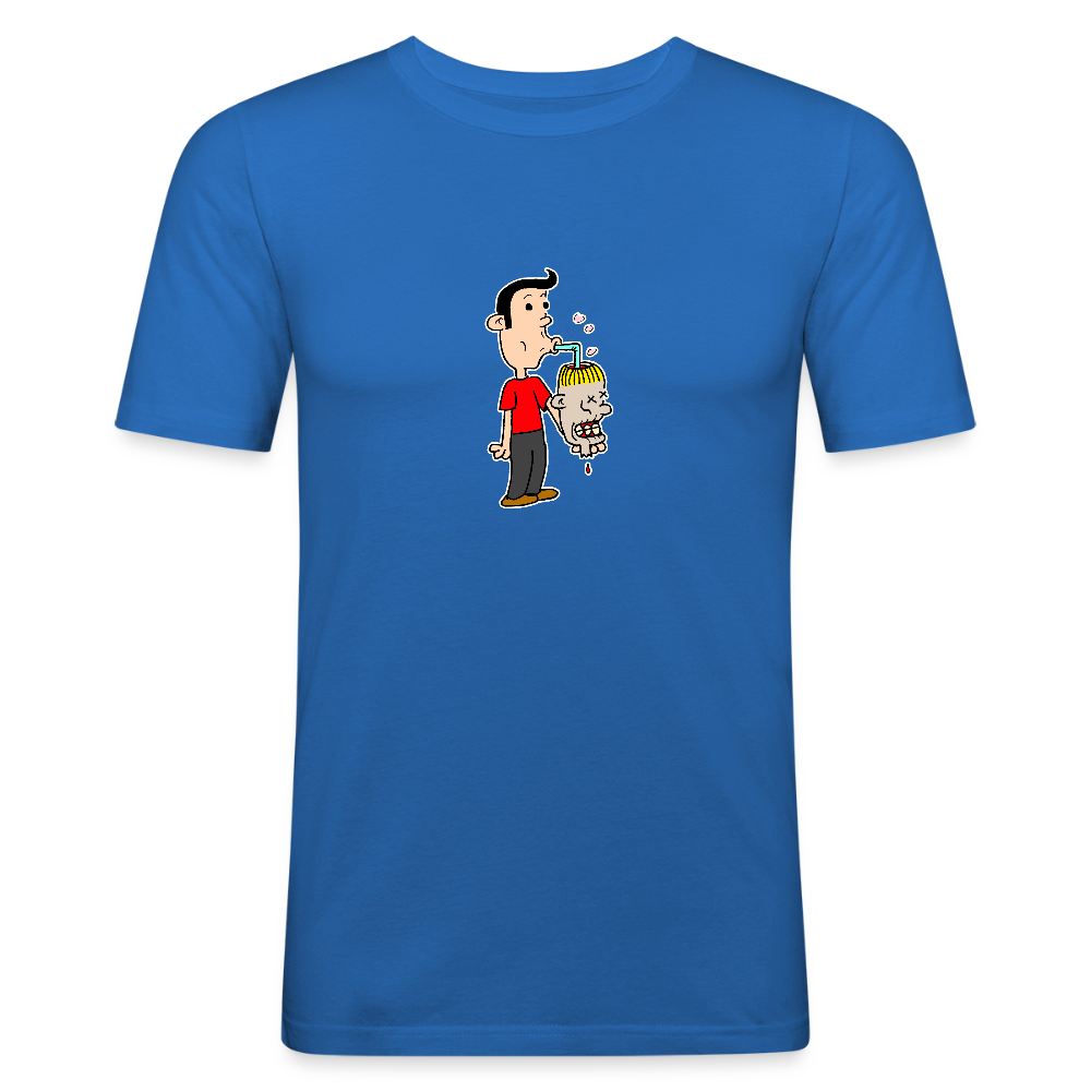 Slim fit shirt met Suske die iets uit Wiske haar schedel drinkt - royal blue