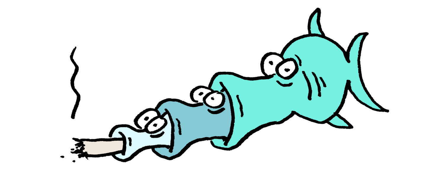 Sticker met kettingvis