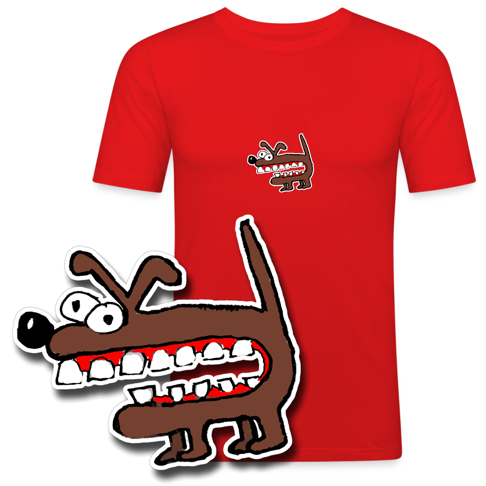 Slim fit shirt met bruine hond