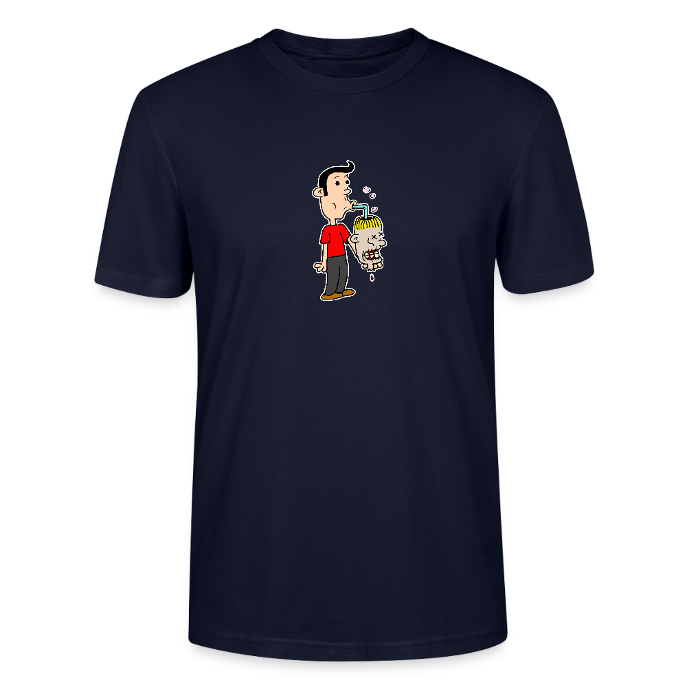 Regular fit shirt met Suske die iets uit Wiske haar schedel drinkt - navy