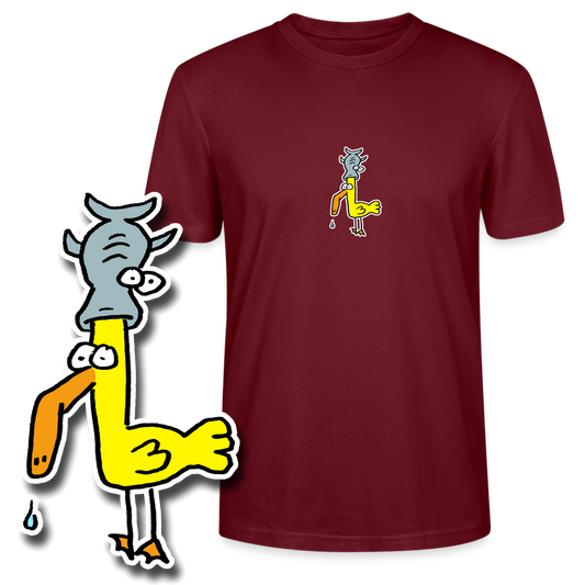 Regular fit shirt met eend met vis op zijn hoofd