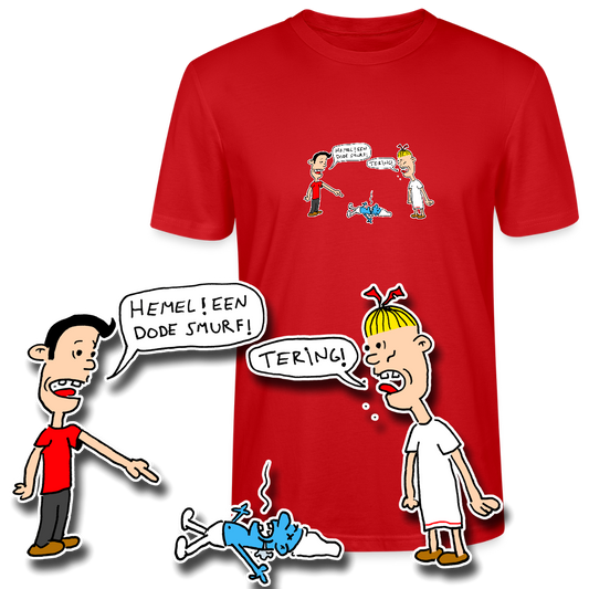 Regular fit shirt met Suske en Wiske die dode smurf vinden