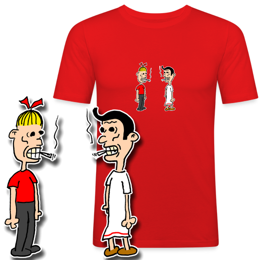 Slim fit shirt met Suske en Wiske die roken