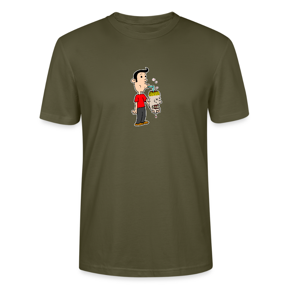 Regular fit shirt met Suske die iets uit Wiske haar schedel drinkt - khaki
