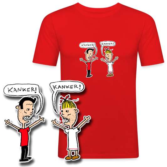Slim fit shirt met Suske en Wiske die kanker roepen