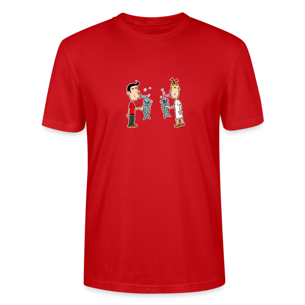 Regular fit shirt met Suske en Wiske die uit een vis drinken - red