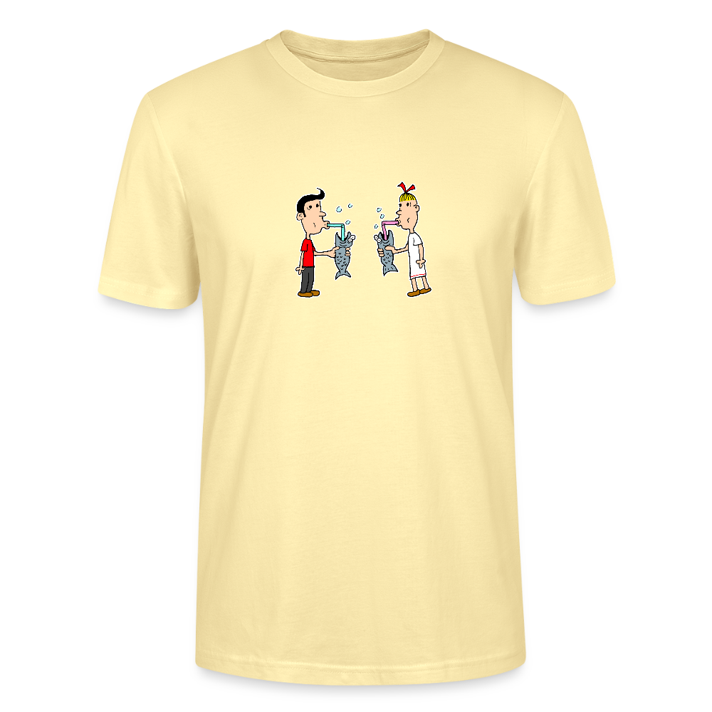 Regular fit shirt met Suske en Wiske die uit een vis drinken - cream