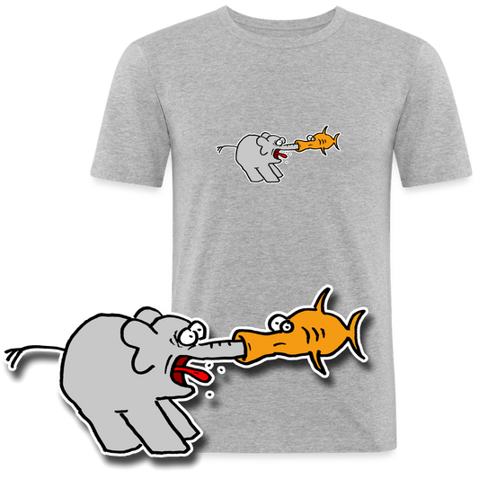 Slim fit shirt met olifant en vis