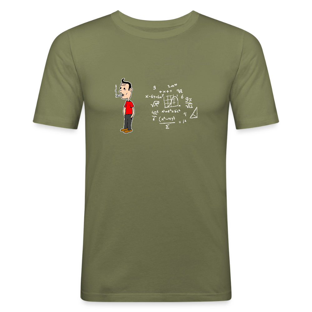 Slim fit shirt met Suske en wiskunde - khaki green