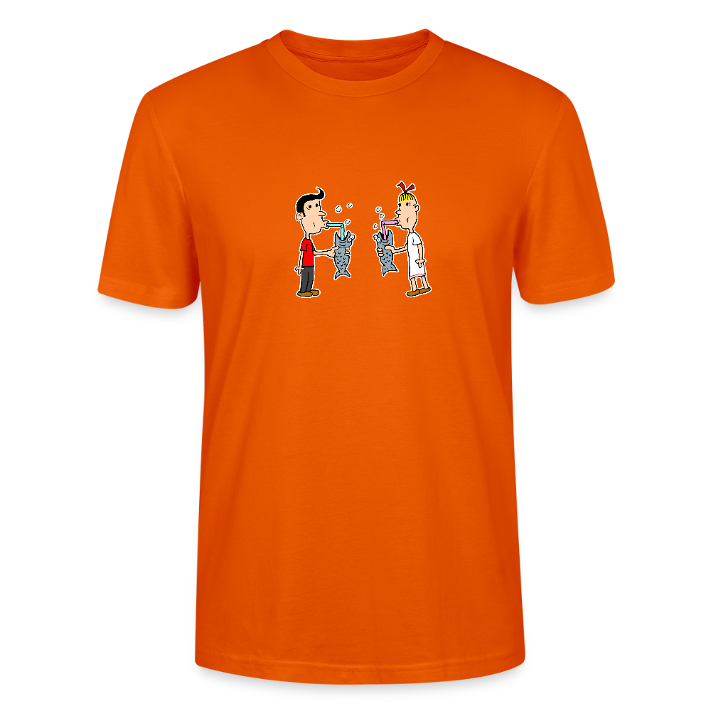 Regular fit shirt met Suske en Wiske die uit een vis drinken - bright orange