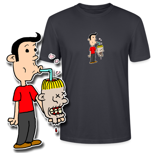 Regular fit shirt met Suske die iets uit Wiske haar schedel drinkt
