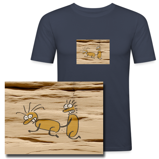 Slim fit shirt met erotische grotwandkunst 2