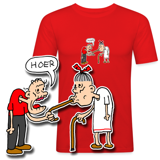Slim fit shirt met Suske die Wiske een hoer noemt