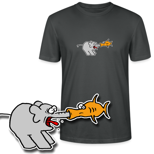 Regular fit shirt met olifant en vis