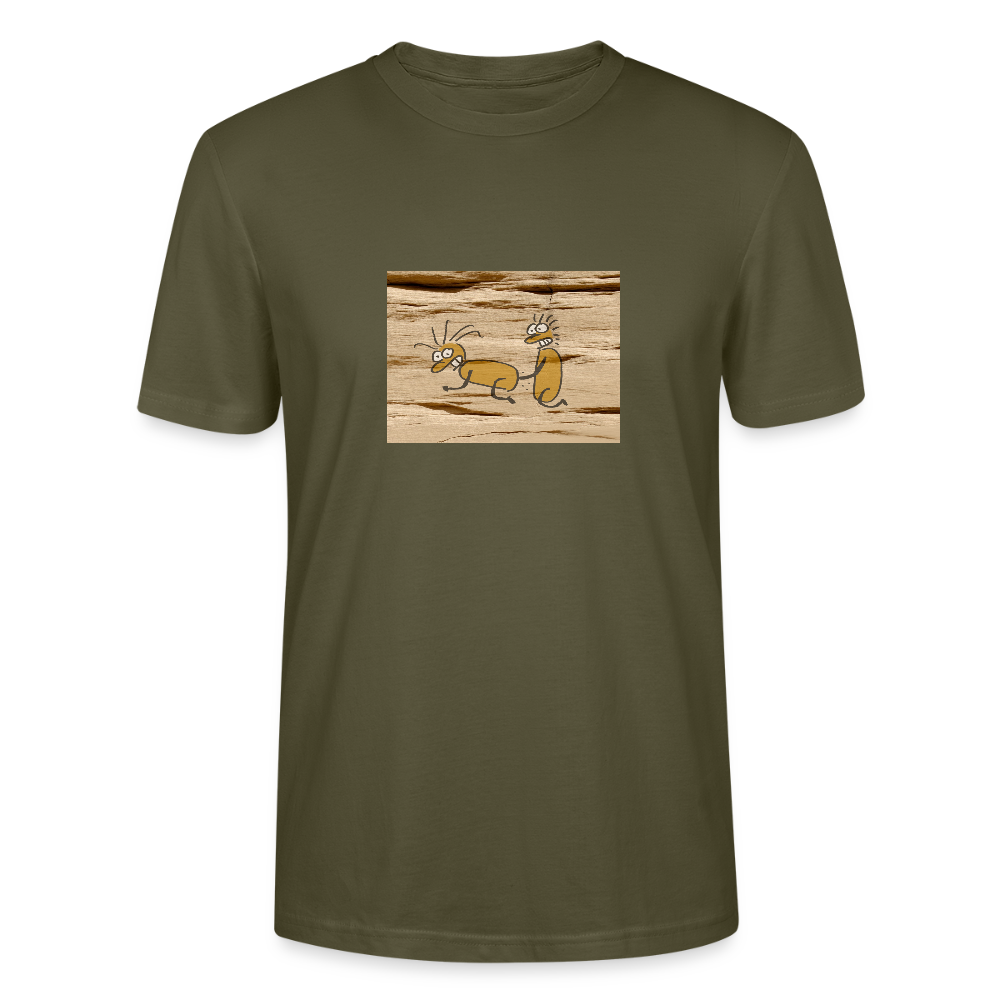 Shirt met erotische grotwandkunst 2 - khaki