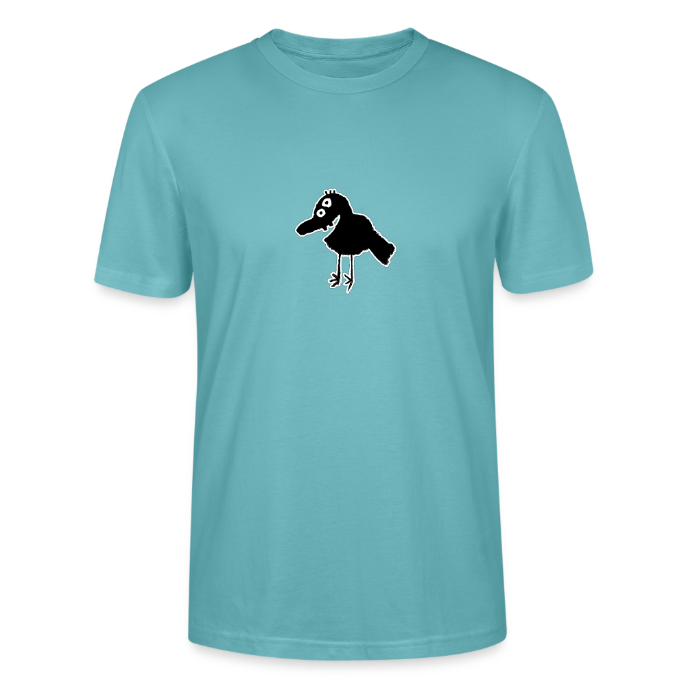 Shirt met vogel - pastel turquoise