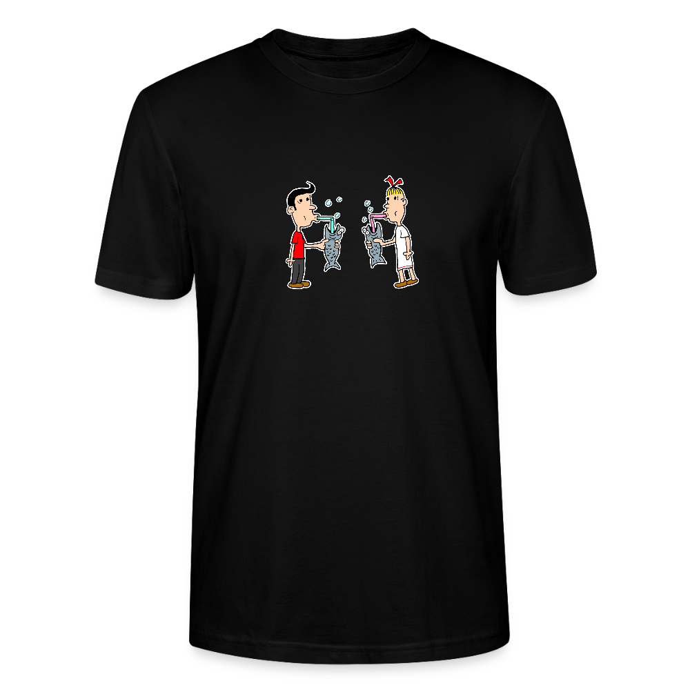 Regular fit shirt met Suske en Wiske die uit een vis drinken - black